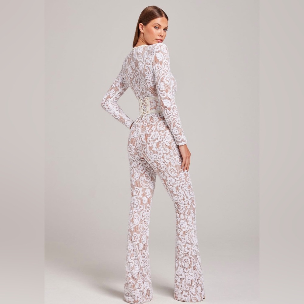 Nadine Merabi Bella White Jumpsuit XS